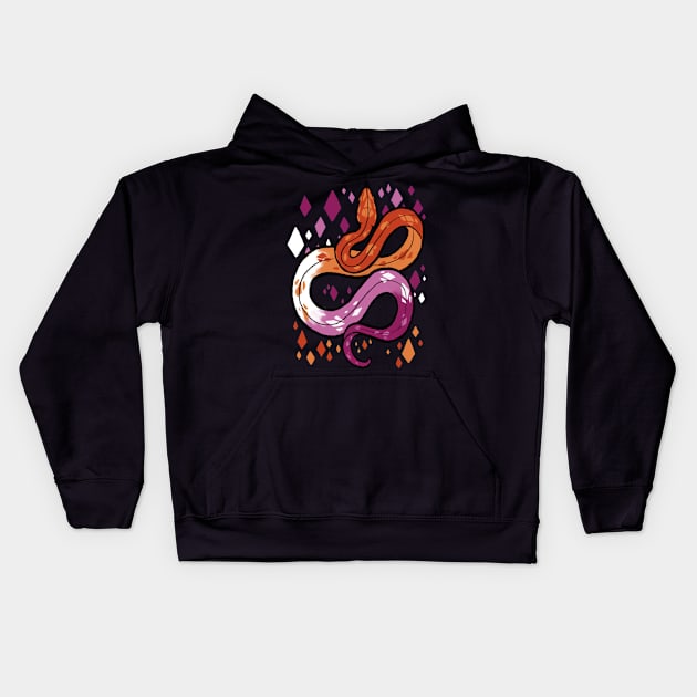 Lesbian Pride Snake Kids Hoodie by Eugenex